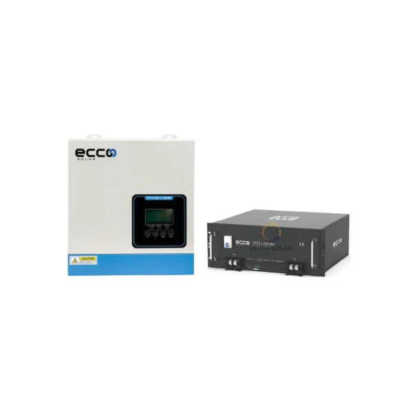 Ecco 3.5 KVA 3500 WATT MPPT 100A Ecco Solar 25.6V 100ah 2.5kwh Lithium Battery Combo