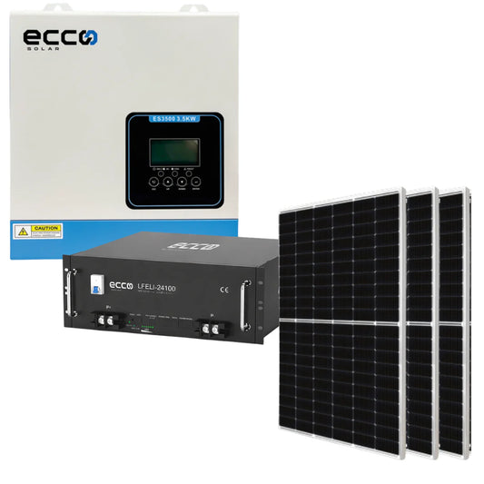 Ecco 3.5 KVA MPPT 100A Ecco 2.56 KwH Lithium 3X 455-460W Mono Solar Panels Combo Kit