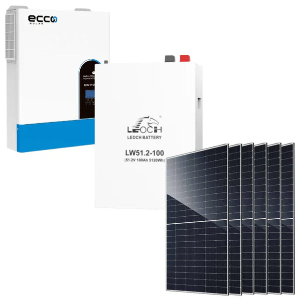 6.2KVA/6200W Ecco MPPT Combo 1 X 5.12 KWH AH Battery 6X 460W Mono Solar Panels Inverter Combo